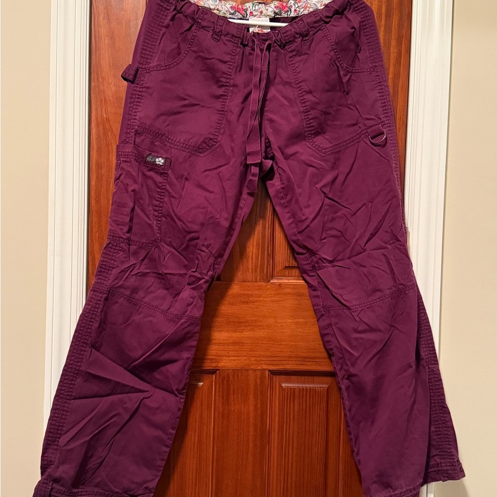 Koi Maroon Cargo Scrub Pants
